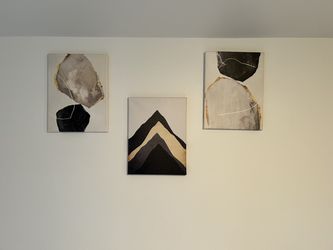 3-Piece Abstract Canvas Wall Art Set - Black and Gold