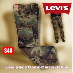 Levis Men’s ACE Cargo Pants, Size 29 x 30 Camouflage, 100% Cotton NEW NWT 