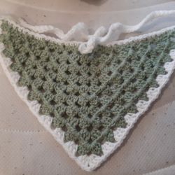 Green X White Bandana ( Crochet )