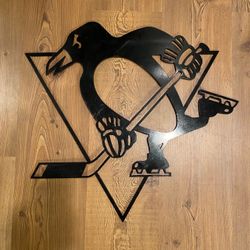 Pittsburgh Penguins Metal Wall Sign – Large 24” × 22.5”