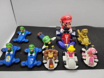 Nintendo Mario Kart Toy Lot Mario Luigi Peach Donkey Kong Toad Figures Cars