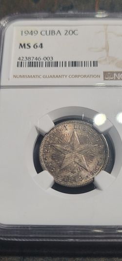 1949 Cuba 20 centavos NGC MS64