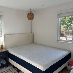 Queen Memory Foam Mattress + Bed Frame w: Headboard (Like New) + Extra Bedding/Pillows Available