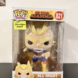 10 Inch All Might Funko Pop Signed By Voice Actor