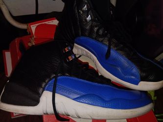 Jordans black blue and white