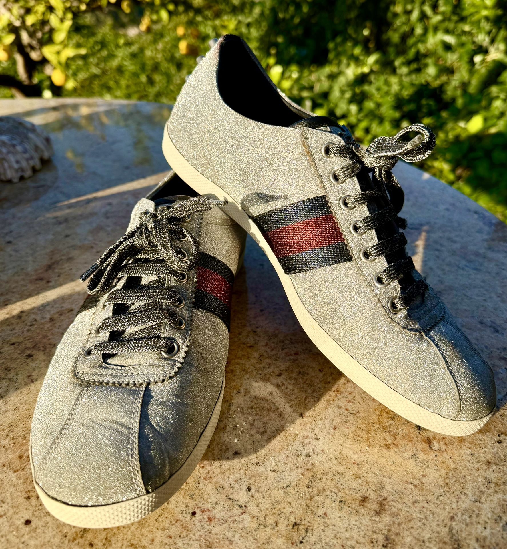 Gucci Silver Glitter men shoe