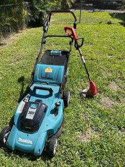 Makita cordless lawnmower + corded trimmer
