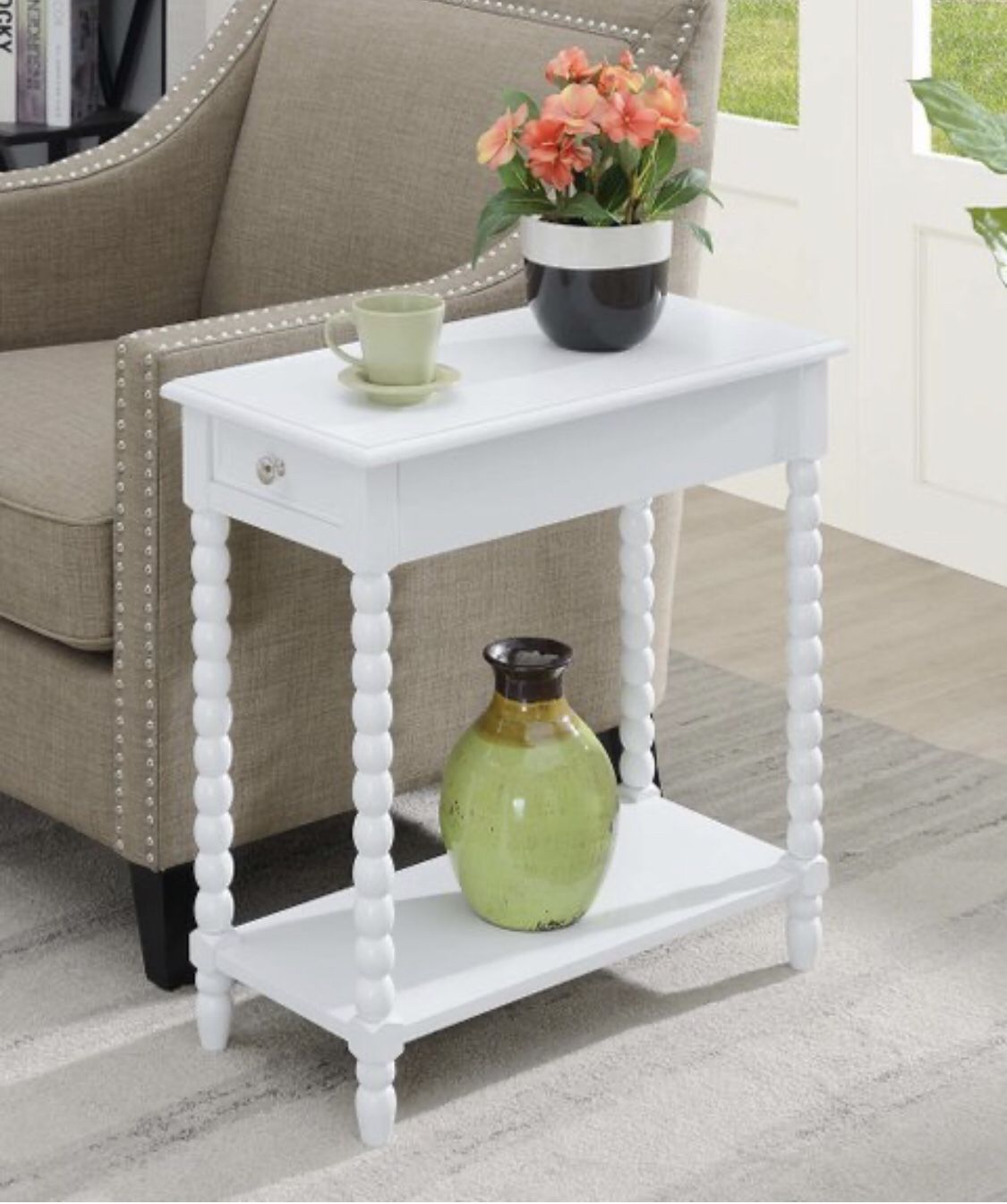 Brand new in Box White Wooden End Table/NightStand