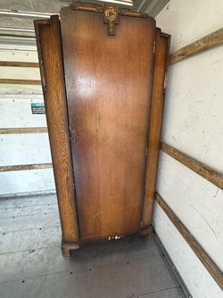 Vintage wardrobe blond oak English 1950's