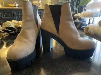 Lug Heel Bootie Faux Suede
