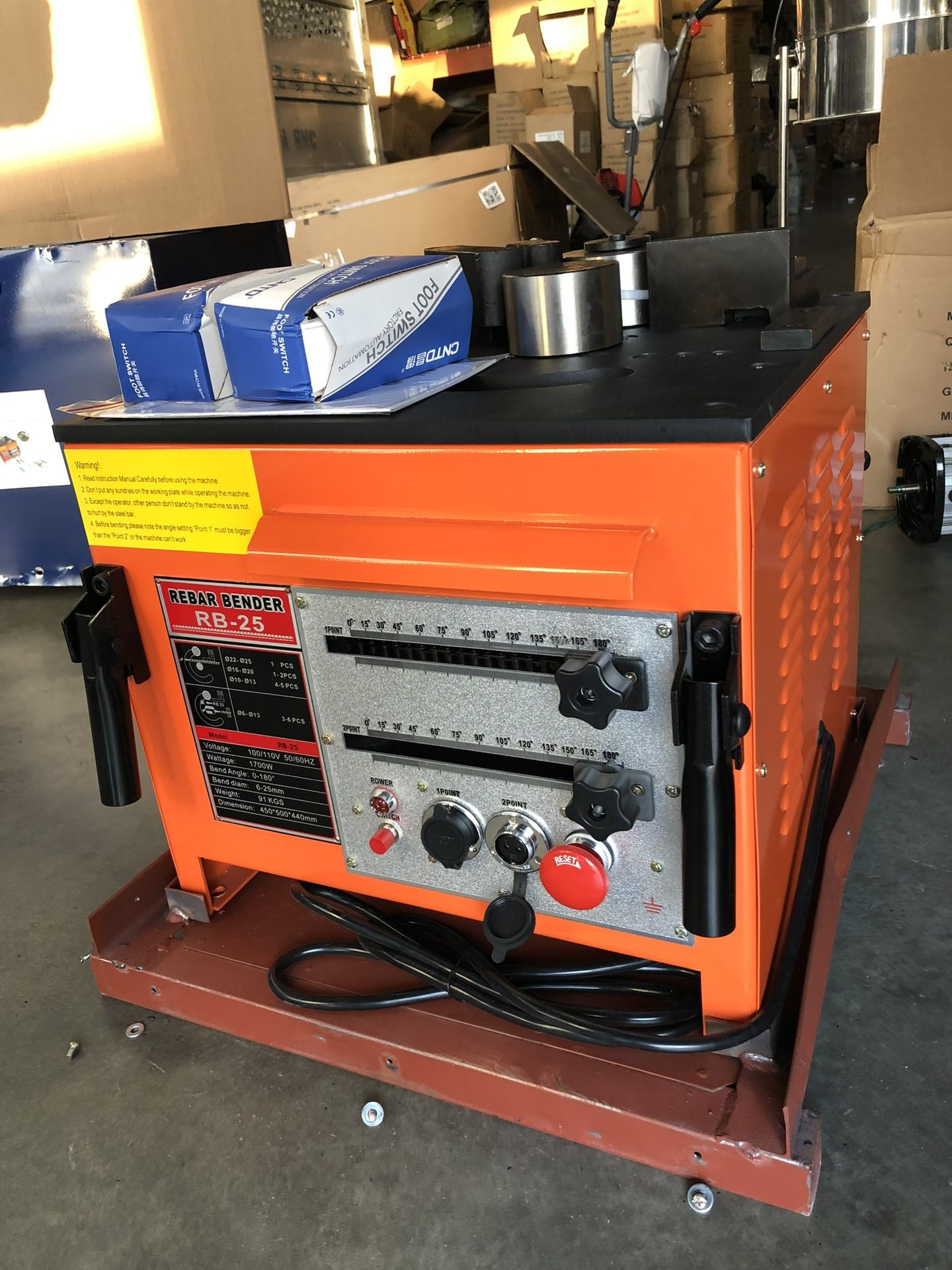 1” 25mm Rebar Bender 180 Degree #8 Rod Rebar Bending Machine With Two Point Control Foot Pedals