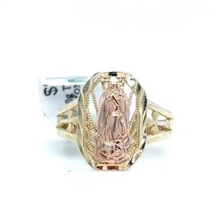 10Kt Two Tone Gold Virgin Mary Ring 2.00g Size 5 I-2124