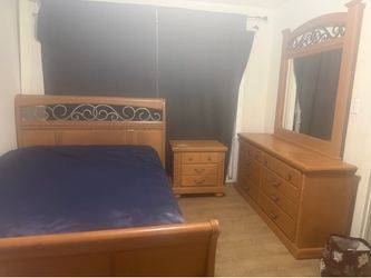 Bedroom dresser bed frame and night stand