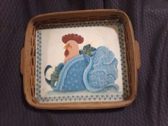 Wicker Tray with Rooster