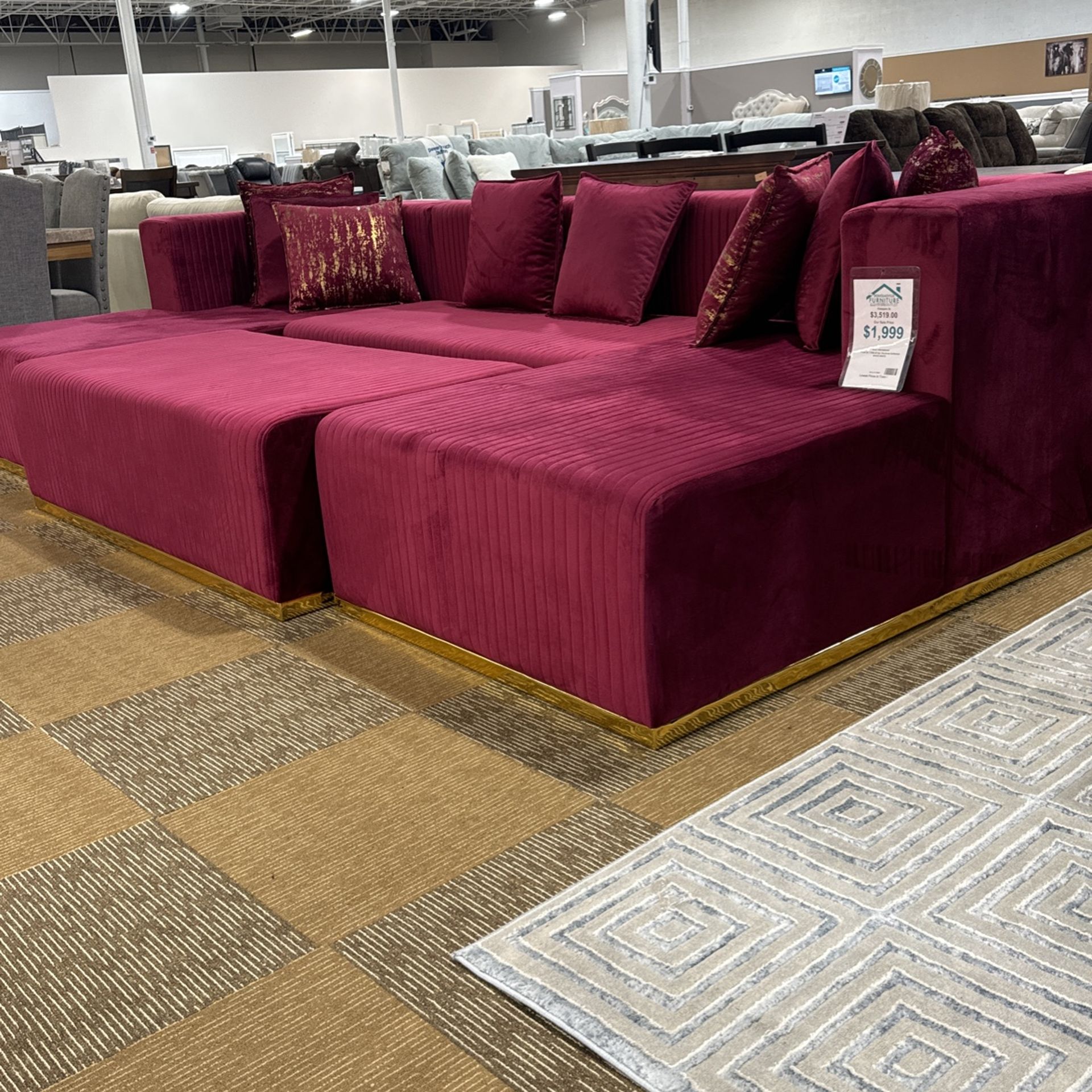 Oversize Three-Piece Sectional + Free ottoman