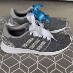 Custom Bling Adidas Sneaker With Swarovski Crystals Size 7, New!