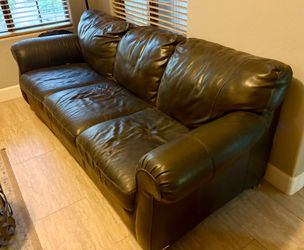 Chocolate brown leather couch- very comfortable