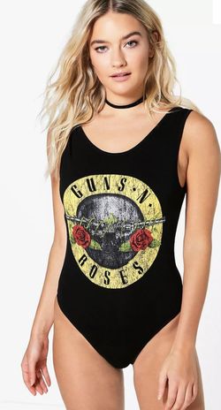 2017 Guns N' Roses Black Bodysuit Metal Rock Band Tank Top W/Graphic