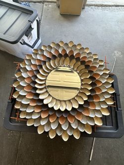 Large Metal Flower Petal Wall Mirror – Statement Piece