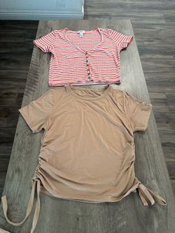 Forever21 Crop top, Women's Cream and Tan Crop-top size L