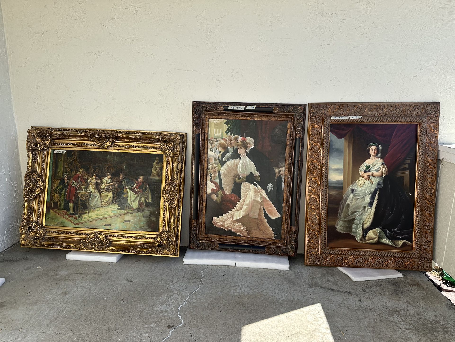 Lot of 3 pcs Vintage Oil Painting Signed with Gold frame