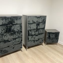 2 Five Drawer Chest And 1 Night Stand 