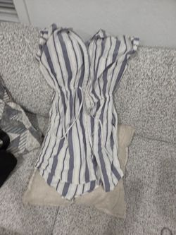 Blue and white dress