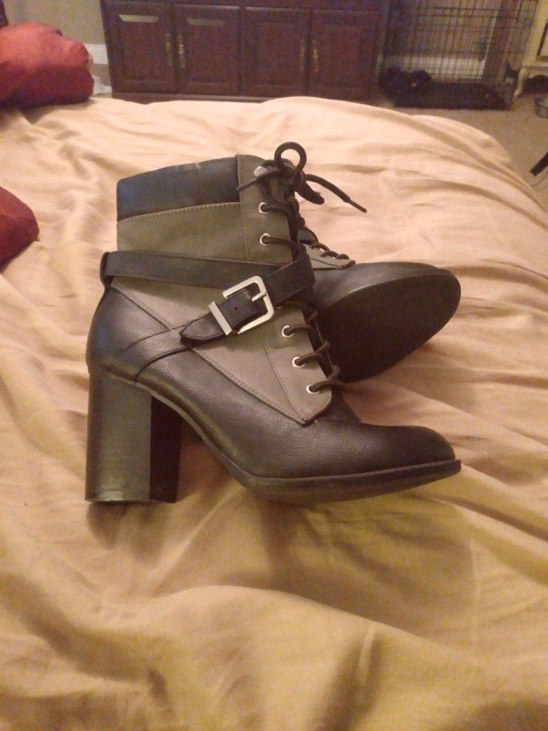 High heel Black And Grey Booties