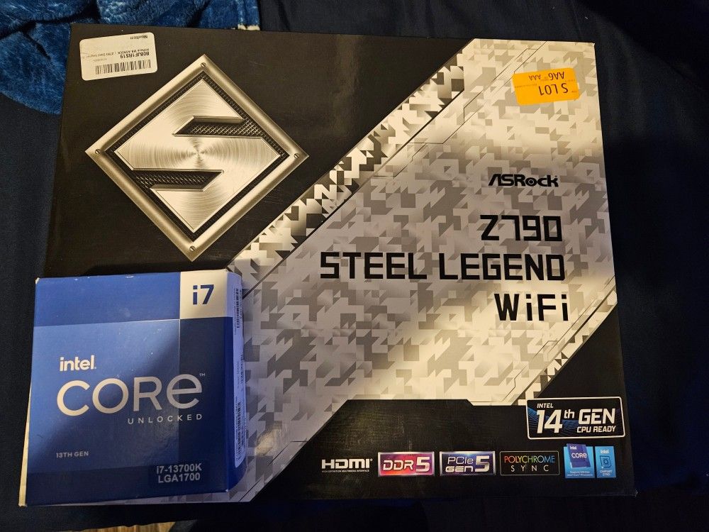 Asrock Z790 Steel Legend Wifi Motherboard LGA 1700, I7-13700k CPU BUNDLE