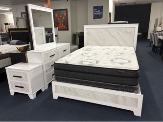 White queen 4pc bedroom set