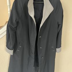 Gallery Petite Womens 4 Black Copper Accent Metallic Trench Raincoat Vampy Goth