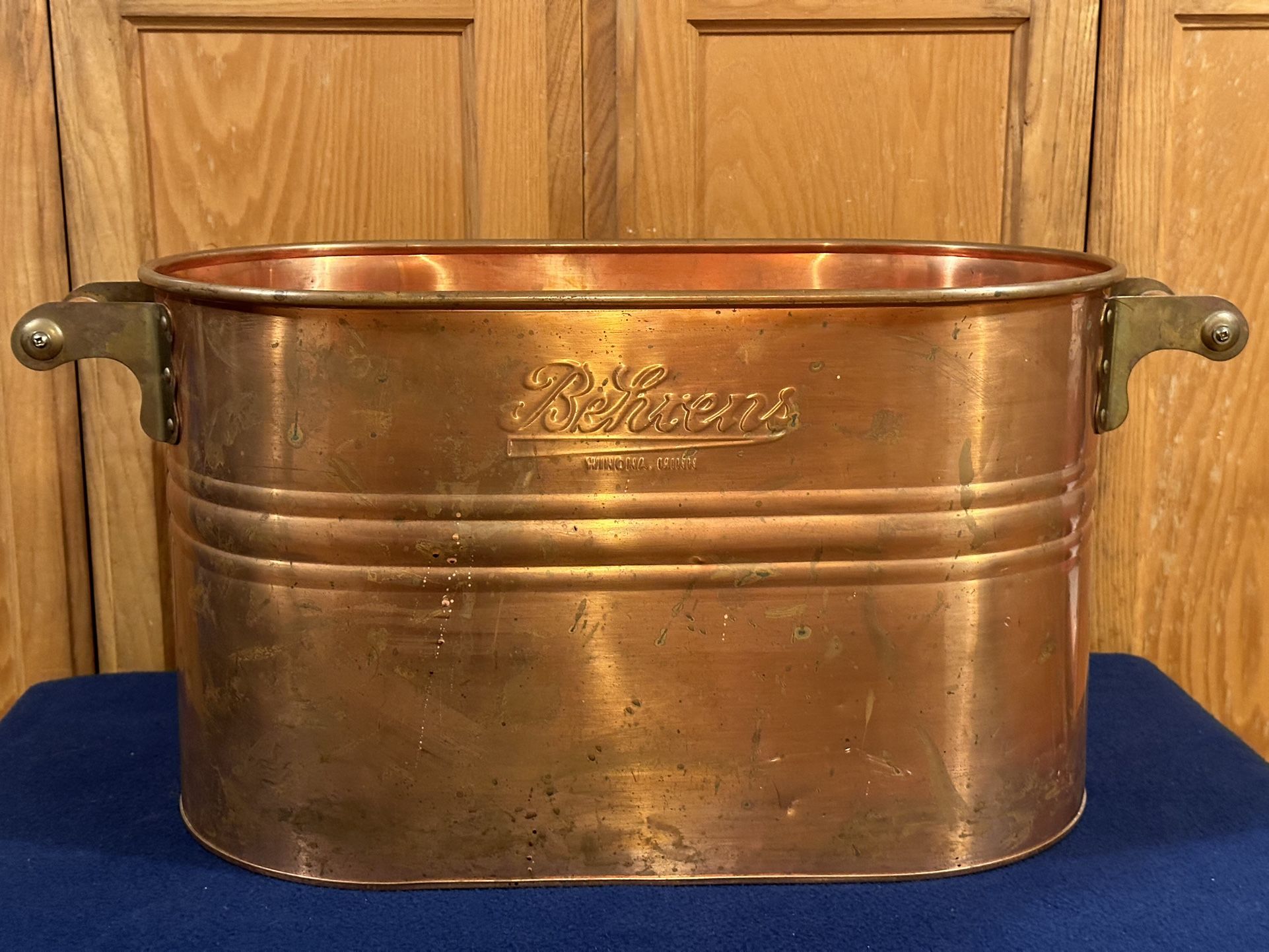 Antique Extra Large Copper Wash Boiler by Behrens Winona Minn
