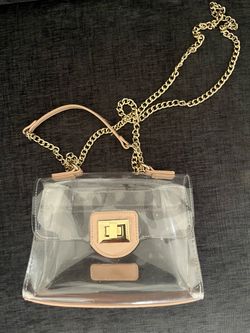 Clear Steve Madden bag with Gold Chain Strap