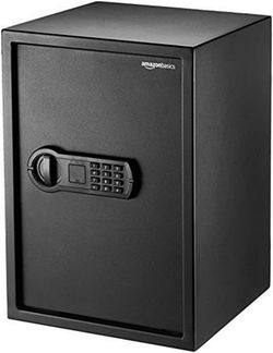 Amazon Basics Steel Home Security Safe with Programmable Keypad - Secure Documents, Jewelry, Valuables - 1.8 Cubic Feet, 13.8 x 13 x 19.7 Inches, Blac