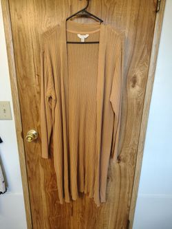 Long Ribbed Open-Front Cardigan