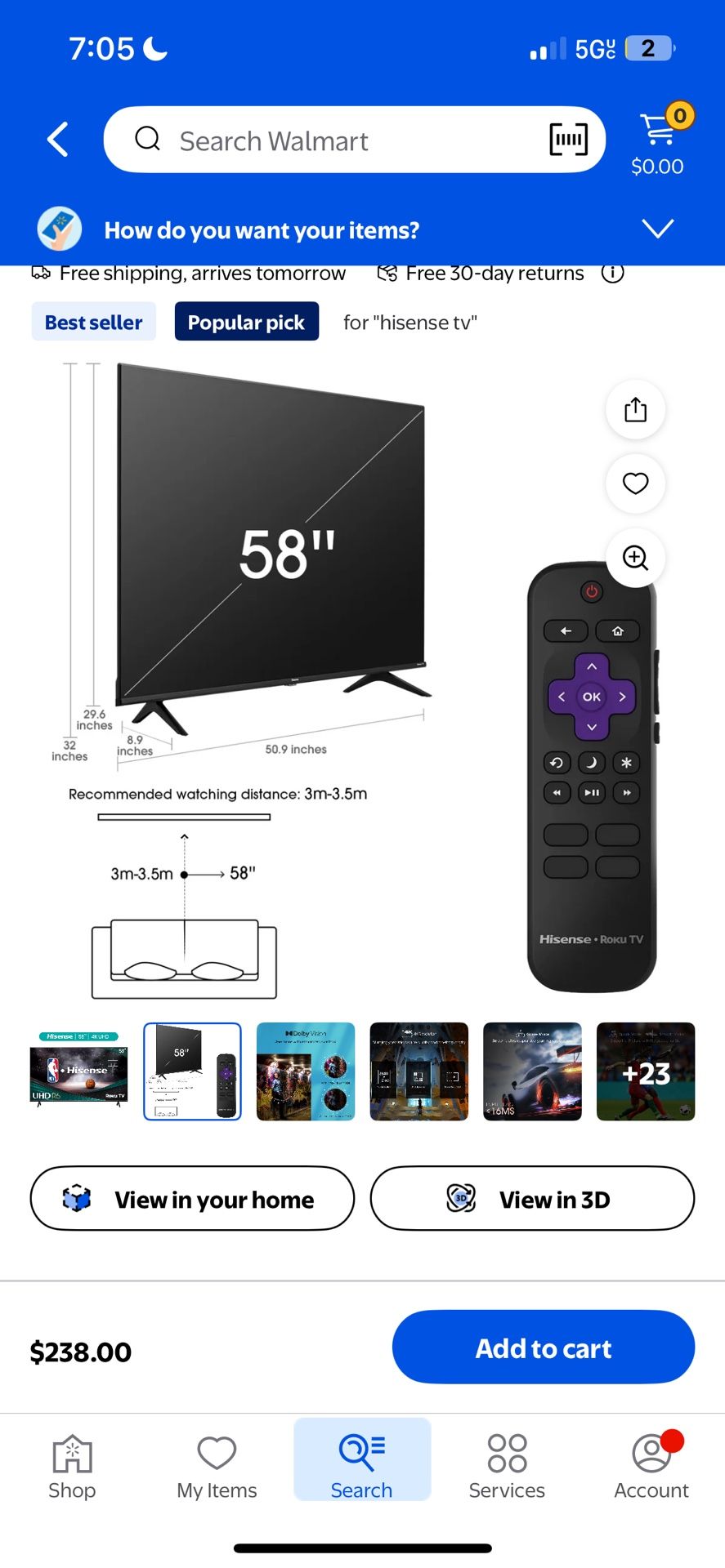 58” Roku Tv