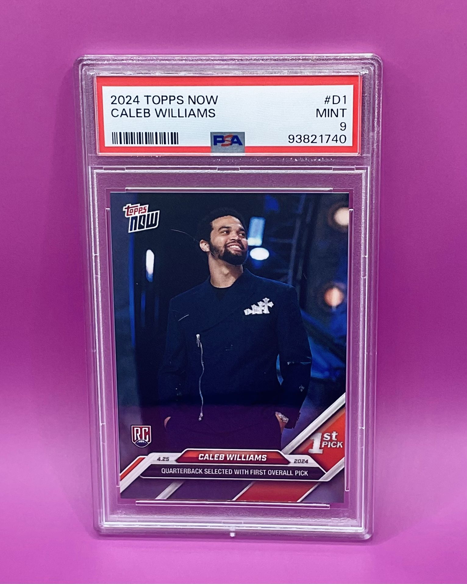 2024 Topps Now Caleb Williams #D1 – PSA 9 (Mint) – 1st Overall Pick Rookie 🔥