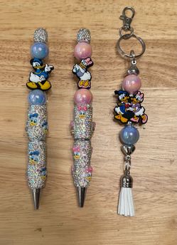 Disney’s Donald & Daisy Duck 3 Piece Beaded Pens and Keychain Gift Set