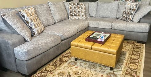 Gray Fabric L-Shaped Sectional Sofa