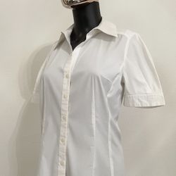 Ann Taylor LOFT - Women’s White Puff Sleeve Shirt - Size (2)