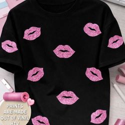 Pink Glitter Kiss Lips Shirt 💋 