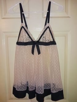 Lace Babydoll Lingerie with Polka Dot Mesh