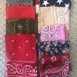 9 Vintage Bandannas/Handkerchiefs 
