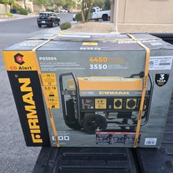 FIRMAN P03504 Gas Portable Generator 4450W/3550W, Recoil Start, 120V with CO Alert, 5-Gal Steel Tank, 208cc Engine, Low Oil Shutoff, Wheel Kit