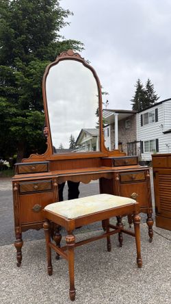 Antique walnut vanity