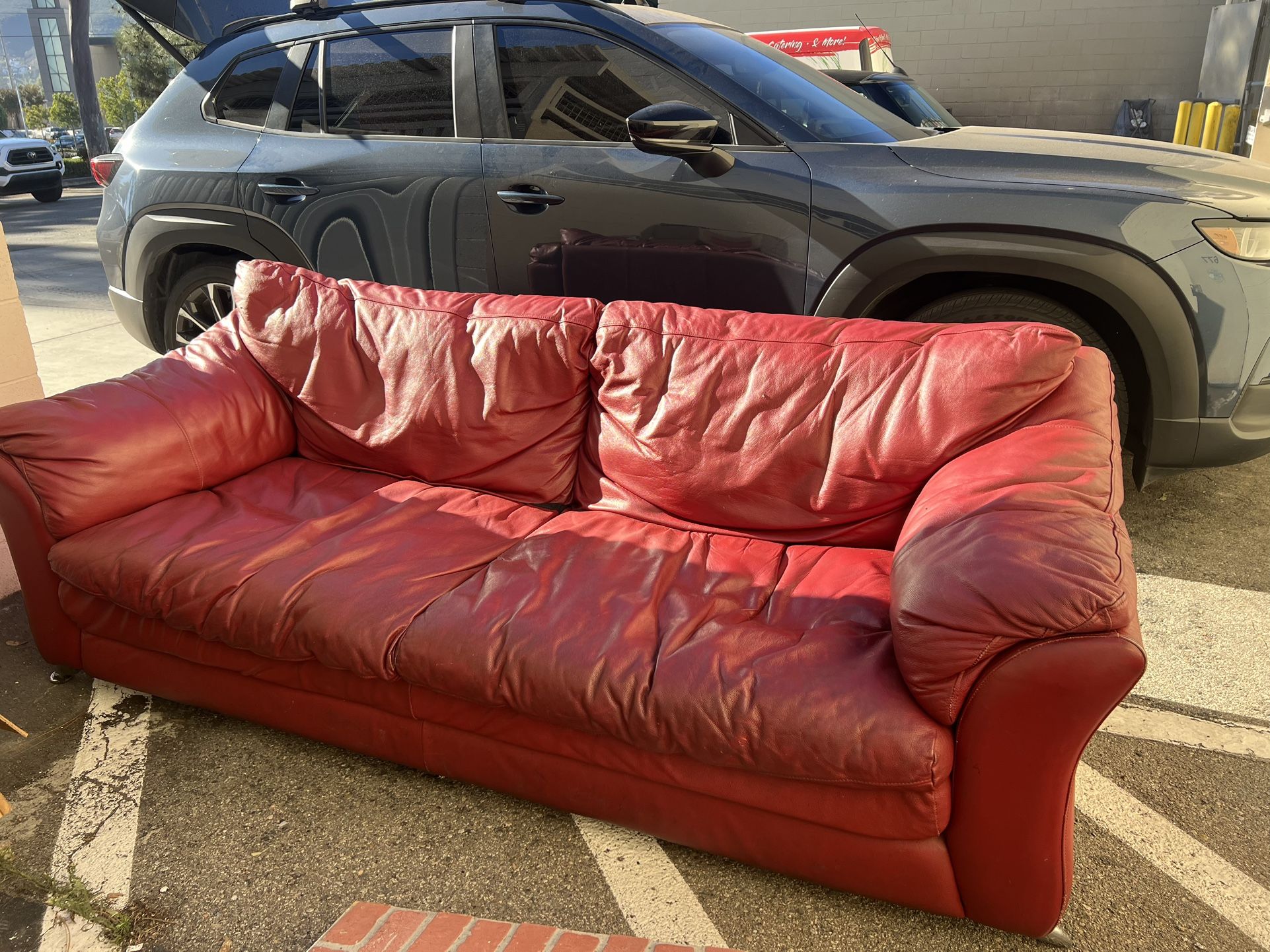 Red Leather Couch 