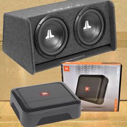 JL Audio Ported Box Dual 12" W0v3 Series Subwoofers 1200 Watts JBL Subwoofer Amplifier Package 🚨 Payment Options Available 🚨 No Credit Needed 🚨 