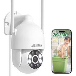 2K WiFi Security Camera Outdoor: 2.4/5GHz Dual-Band, Auto-Tracking, 2-Way Audio, Color Night Vision, 24/7 Recording, 3MP Pan-Tilt 360° View Camera for