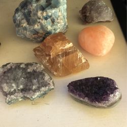 Amethys, Rose Quartz, Citrine, Crystals 