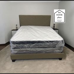 New Queen Bed Frame With Mattress & Box Spring For ONLY $349! Ready For Delivery TODAY! More Colors Available 